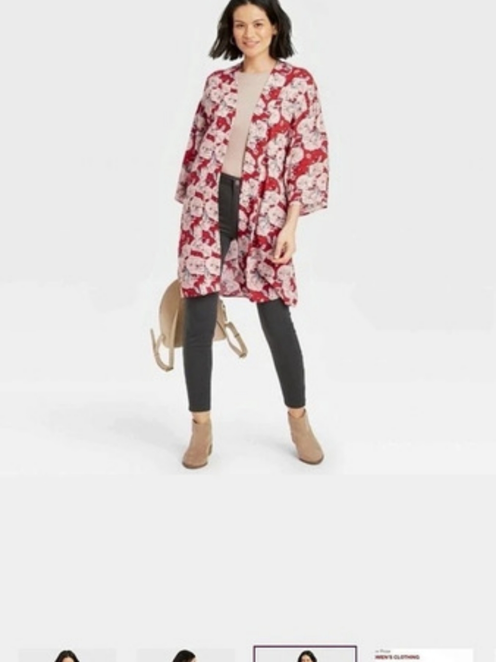 Knox ROSE XL XXL Floral Mini Dress KIMONO in Red & White